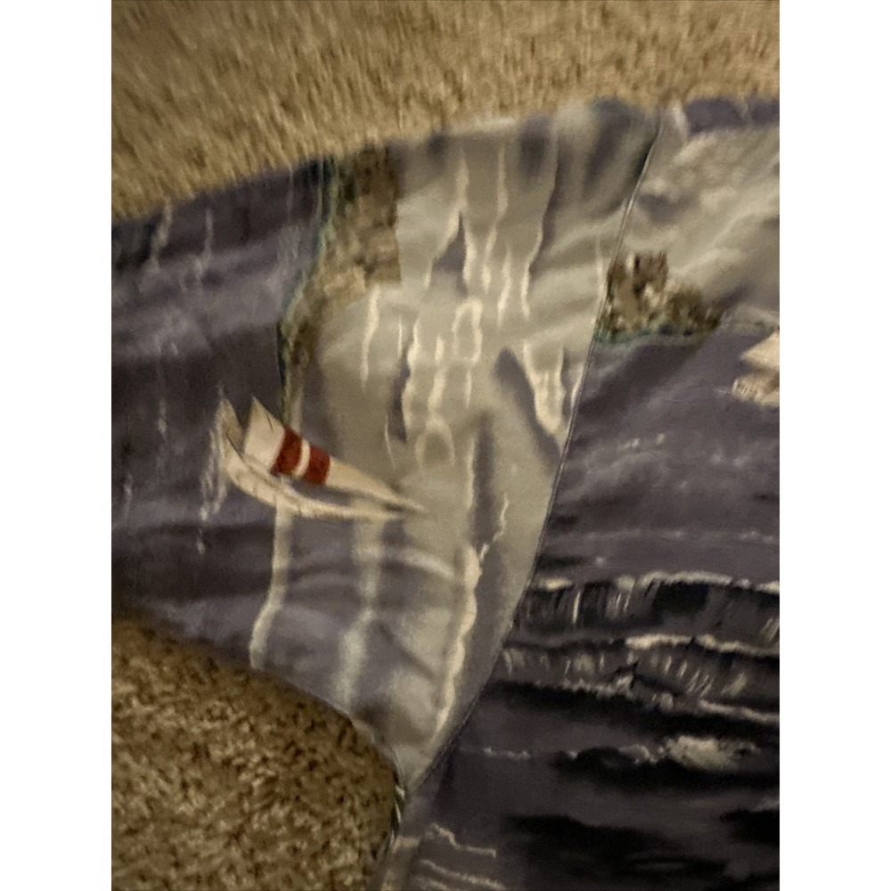 Tommy Bahama Mens XL Silk Hawaiian Shirt Blue Tropical Sailboat Island Print - Picture 4 of 9